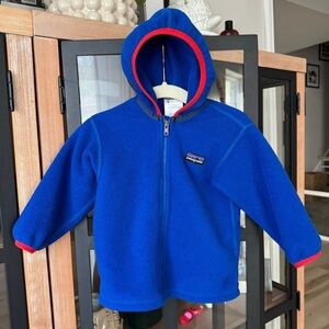 Patagonia baby synchilla jacket zip up fleece hoodie boy cobalt cardigan sweater